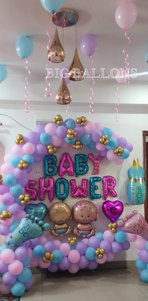 Pastel Twin & Gender Reveal Shower - Premium Balloon Decoration in Gurugram